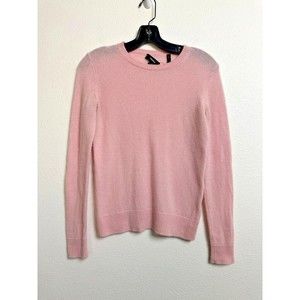 Theory Women's Cashmere Pink Sweater Long Sleeve Pullover Size Small Classic